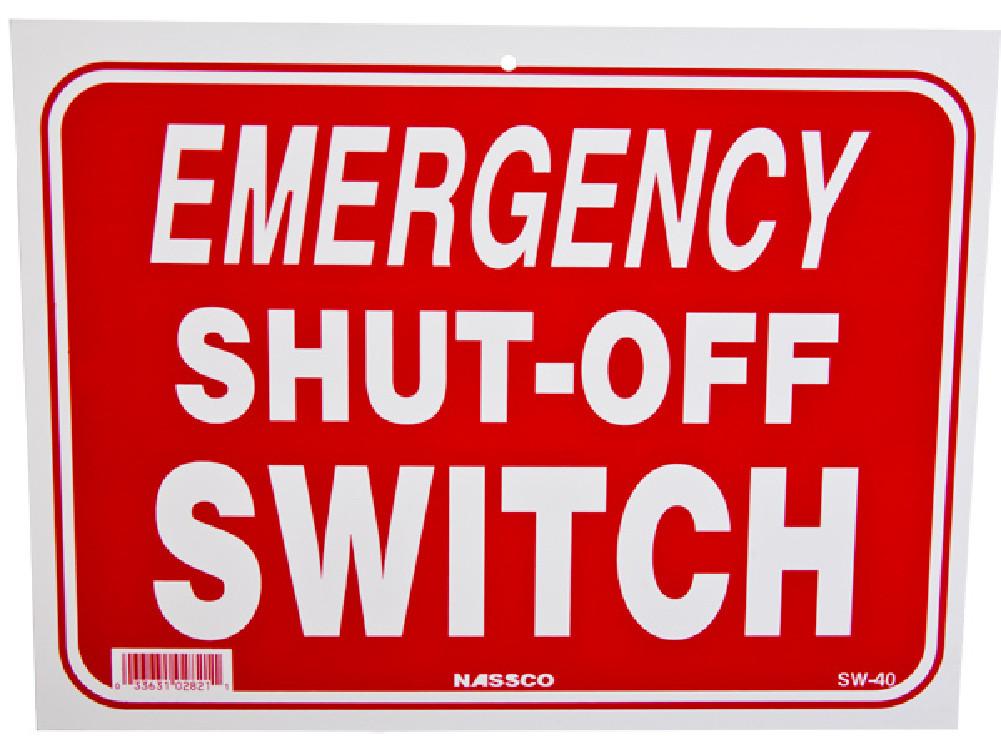 Pool Emergency Shut Off Switch Sign