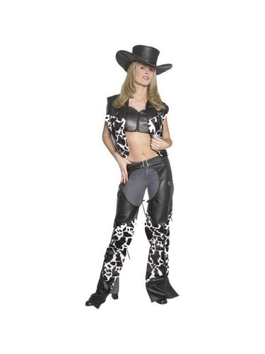 Adult Cow Print Cowgirl Costume-COSTUMEISH