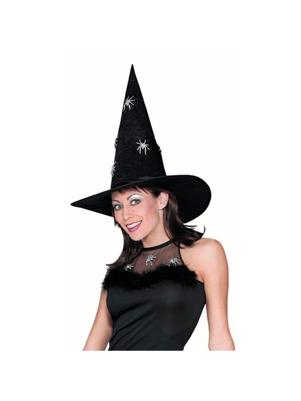 Adult Silver Spider Glitter Witch Hat-COSTUMEISH