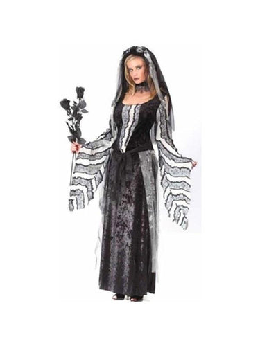 Adult Black Rose Ghost Dress Costume-COSTUMEISH