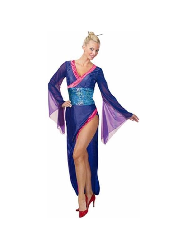 Adult Womens Blue Sexy Geisha-COSTUMEISH