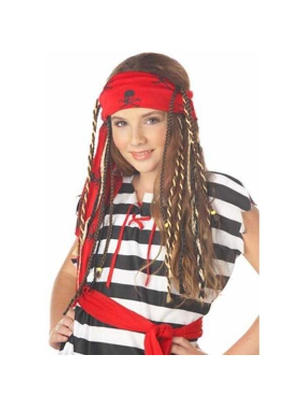 Childs Buccaneer Pirate Wig With Braids-COSTUMEISH