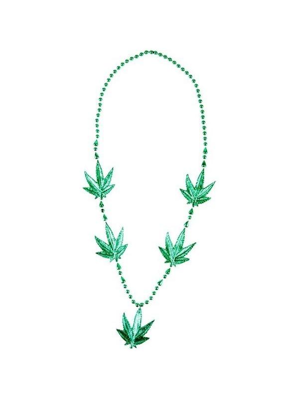 Metallic Green Pot Leaf Necklace-COSTUMEISH