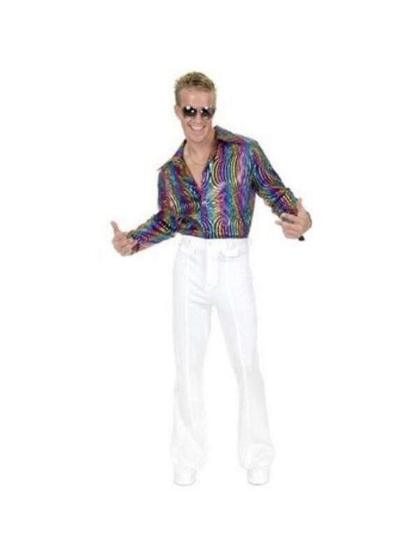 Adult Men's Multi Glitter Disco Shirt-COSTUMEISH