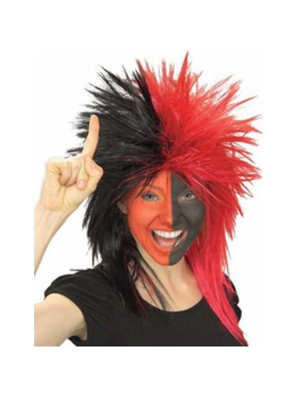 Sports Fan Black and Red Wig-COSTUMEISH