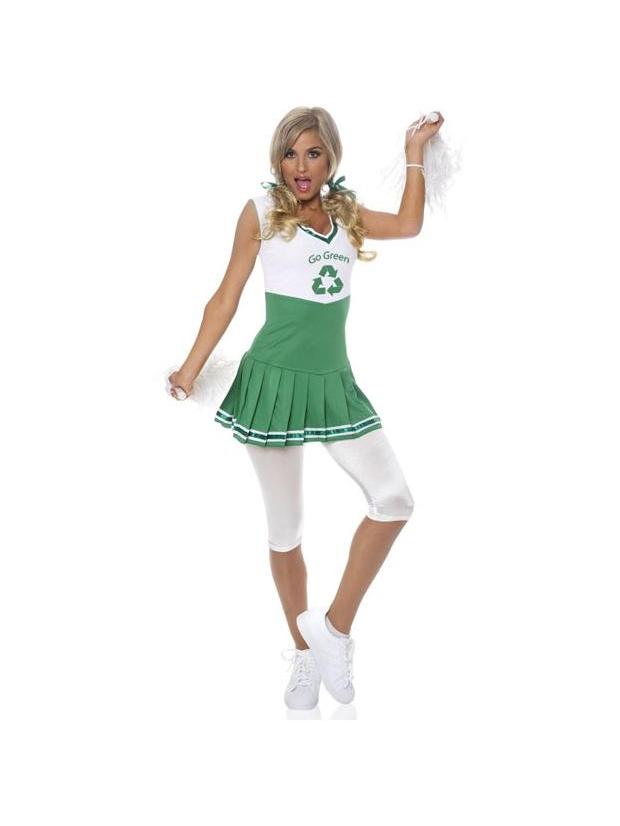 Women's Go Green Recycle Cheerleader Costume-COSTUMEISH