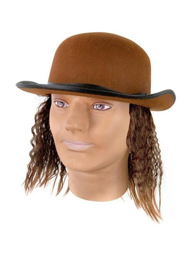 Adult Brown Hat With Wig-COSTUMEISH