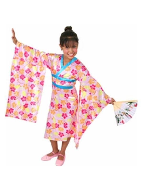 Child's Pink Butterfly Princess Geisha Costume-COSTUMEISH