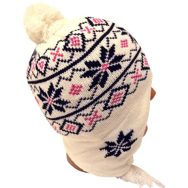 White Knit Beanie with Ear Flaps