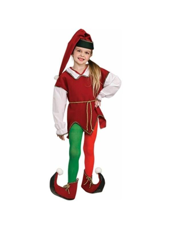 Child's Red and Green Elf Tights-COSTUMEISH