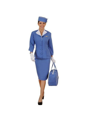 Adult 60's Flight Attendant Stewardess Theater Costume-COSTUMEISH