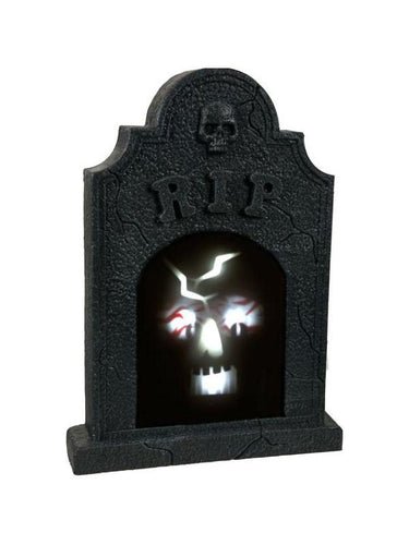 Sound Activated Illuminated Skull Tombstone-COSTUMEISH